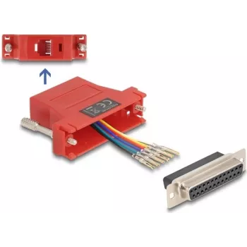 D-Sub de 25 polos conector hembra a RJ12 conector hembra kit de montaje, DELOCK, rojo