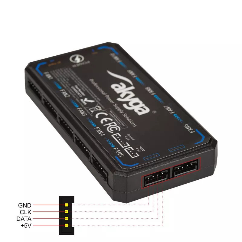 Akyga AK-CA-73 controlador de ventiladores RGB con mando a distancia, 12 conexiones (10 ventiladores + 2 tiras LED), alimentación Molex
