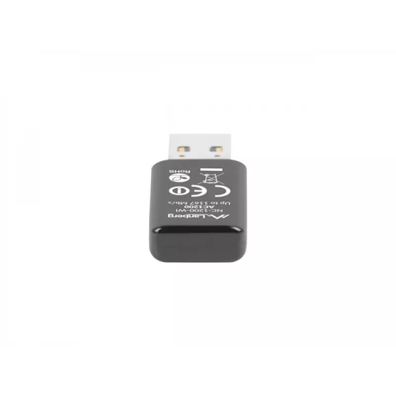 Lanberg NC-1200-WI adaptador WiFi USB 3.0 AC1200 de doble banda, 2 antenas internas, negro