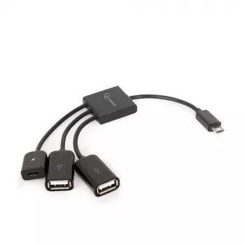 Cable USB OTG Micro BM -> 2xUSB-AF + BF Micro 13cm