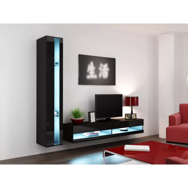 Estantería Cama VIGO NEW 180/40/30 negro/negro brillo