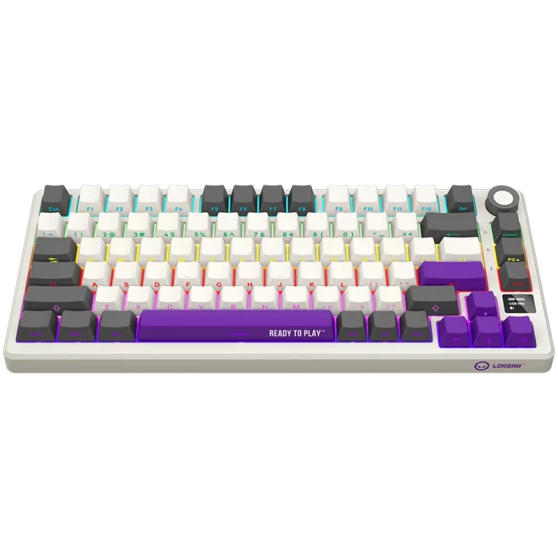 LORGAR KBP7075W, Teclado gaming mecánico 75% inalámbrico Pro, Beige, distribución EN