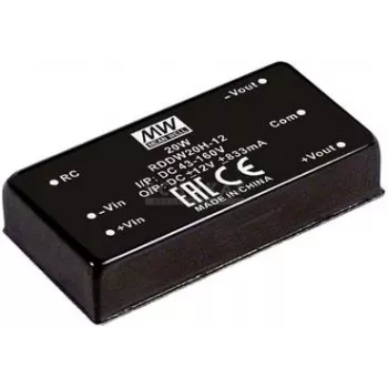 Fuente de alimentación/convertidor Mean Well RDDW20G-05 — 20 W, entrada 18–75 V, salida 5 V, RoHS