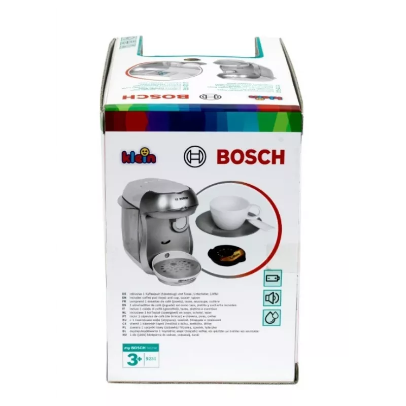 Cafetera de juguete KLEIN Bosch Tassimo 9231 — cafetera de juguete, plateada, juego de rol para niños