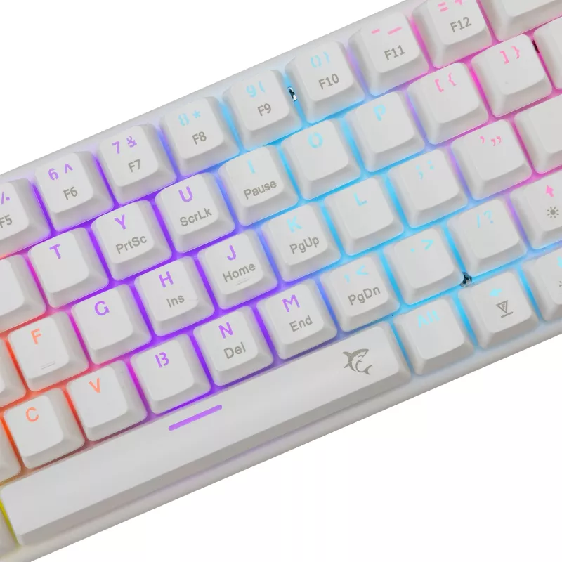 Teclado mecánico gaming White Shark Wakizashi WAKIZASHI-2-US-W-BLUE — distribución US, switches azules