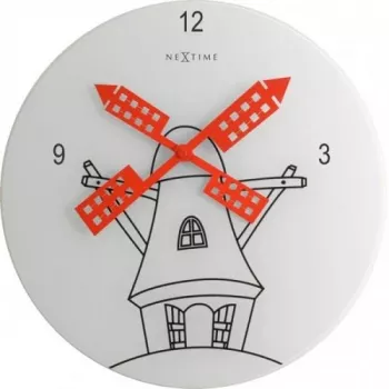 Reloj NeXtime 8807 Windmil, Ø30 cm, pared, blanco/negro/rojo