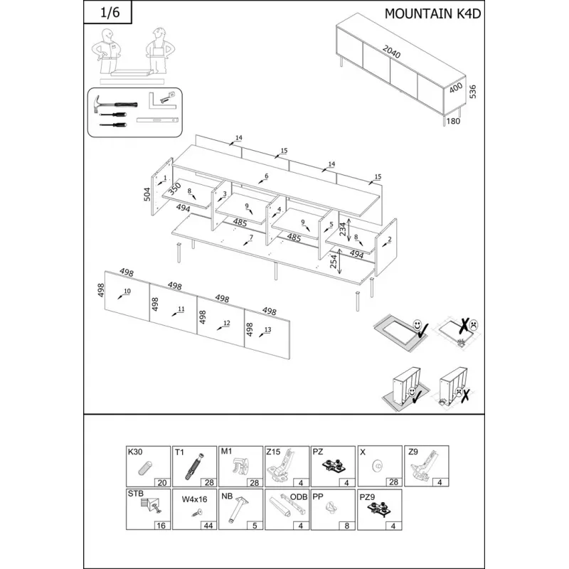 Mueble TV cama meble Cama 4D MOUNTAIN 2040×400×550 mm negro + dorado tablero de partículas superficie superior
