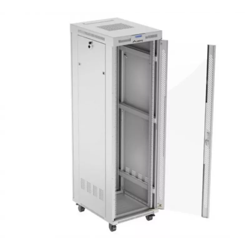 Lanberg FF01-6842-12SL armario rack de suelo de 19" 42U 600x800x2122 mm, puerta de cristal, LCD, flat pack, 1200 kg, IP20, gris