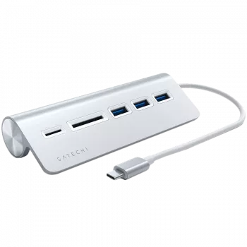 Satechi Type-C Hub USB y lector de tarjetas de aluminio, plata, ST-TCHCRS