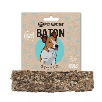 Snack para perros PAKA ZWIERZAKA Cod Bar 12 cm 28 g — hueso masticable natural para la higiene dental con sabor a pescado