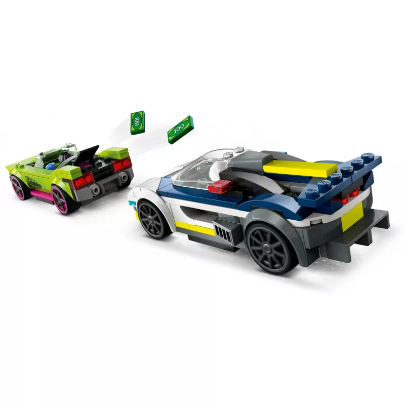 LEGO City Set de juego 60415 Persecución de coche de policía y muscle car — 213 piezas, 2 minifiguras, edad 6+