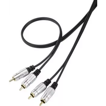 Cable de conexión de audio SpeaKa Professional SP-7870144 RCA [2x conector macho RCA - 2x conector macho RCA] 1,00 m negro funda SuperSoft, contactos de conector dorados (SP-7870144)