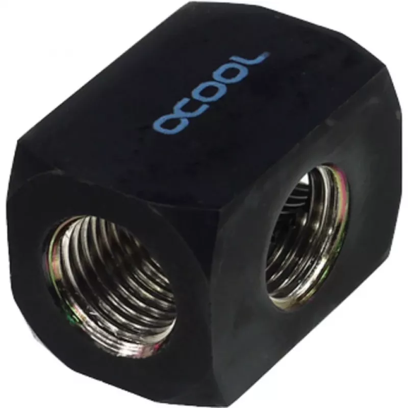 Terminal de conexión Alphacool HF TEE en T redondo G1/4 - Deep Black (17030)