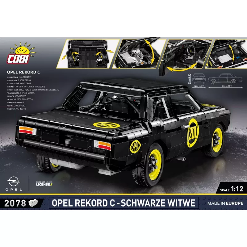 Set de construcción Cobi Opel Rekord C, coche de plástico, 2078 piezas, edad 10+
