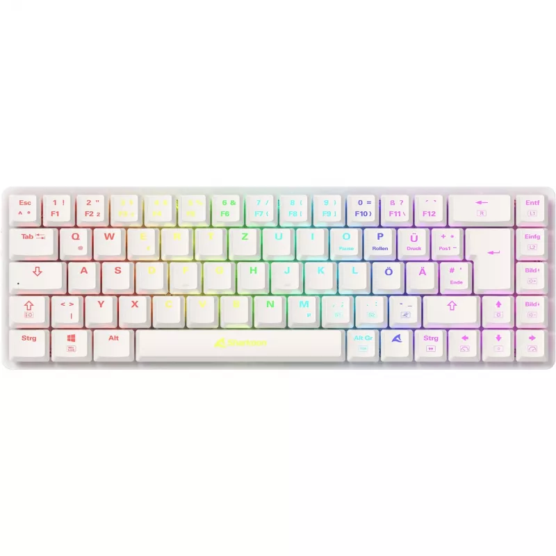 Sharkoon PureWriter W65 teclado inalámbrico, QWERTZ alemán, blanco, Kailh Choc V2 Red