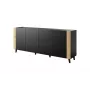 Cómoda Cama Meble FARO KOM200 CZ — 2000×420×820 mm, estructura negro mate, frentes efecto roble
