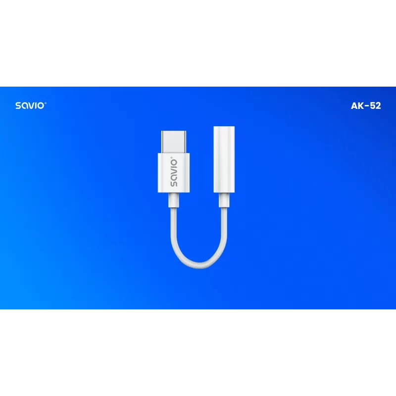 Adaptador de audio USB Type 3.1 C (M) – Jack 3,5mm (H) Blanco SAVIO AK-52