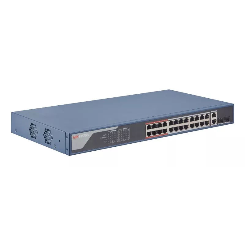Hikvision DS-3E1326P-EI(B) switch PoE Smart Managed, 24x 10/100 PoE+, presupuesto PoE de 370 W