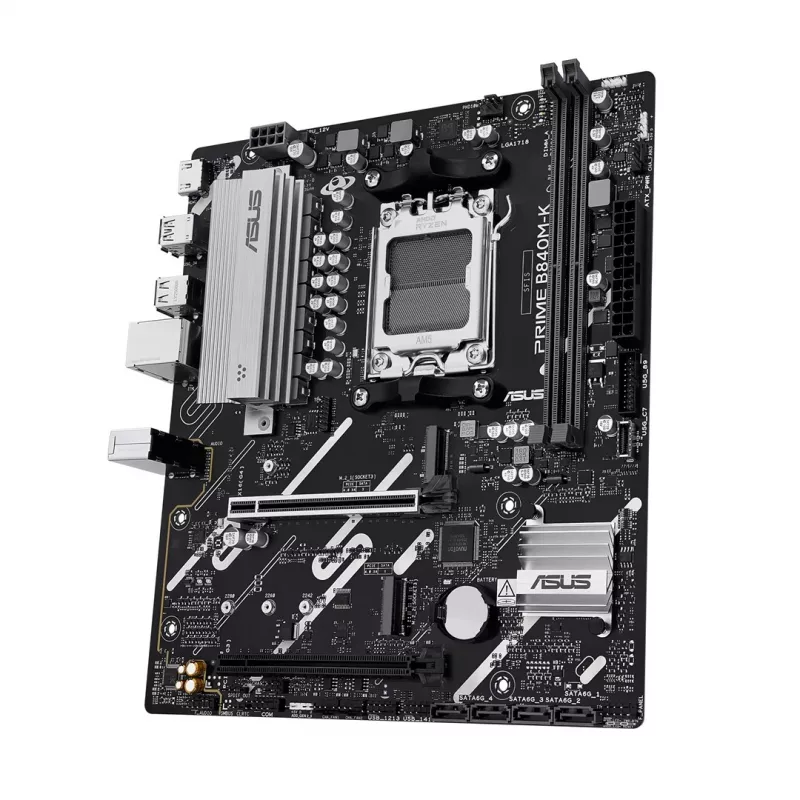 Placa base ASUS PRIME B840M-K — AMD B840, socket AM5, micro ATX, DDR5, 2 DIMM, 128 GB, 2.5 GbE, M.2, SATA III