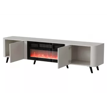 Mueble TV Cama Meble Volare 200 x 39 x 49 cm cashmere con chimenea eléctrica