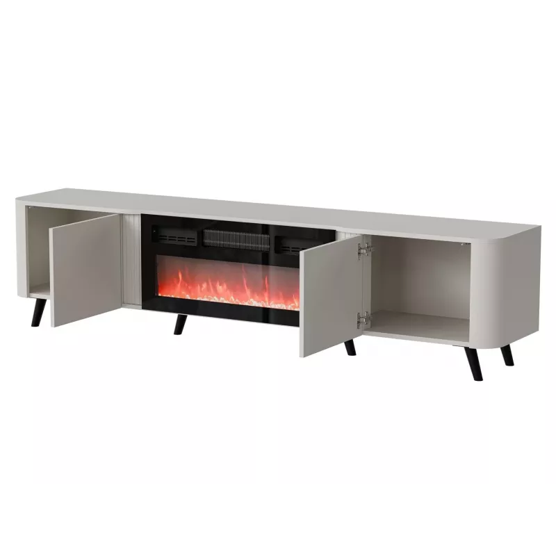 Mueble TV Cama Meble Volare 200 x 39 x 49 cm cashmere con chimenea eléctrica