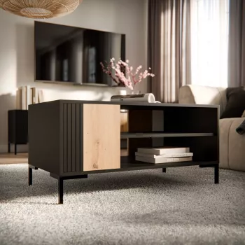 Mesa de centro/jardín Cama MERCI 100 x 55 x 49 cm negro/roble artesano