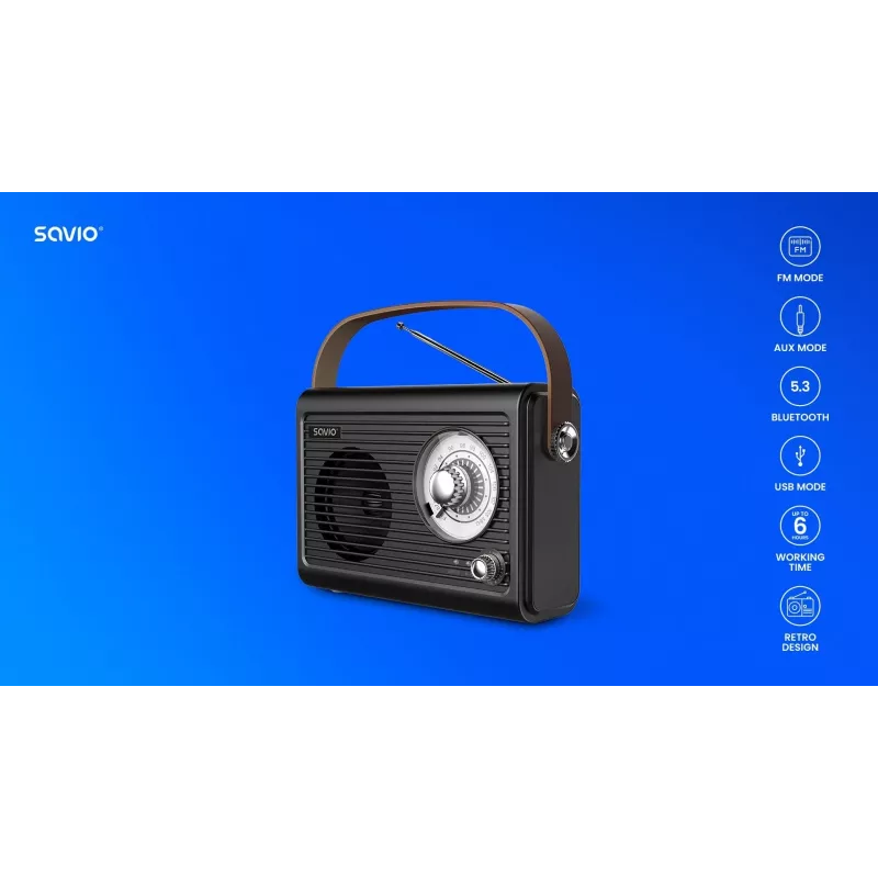 Radio portátil Savio RS-01 analógica negra