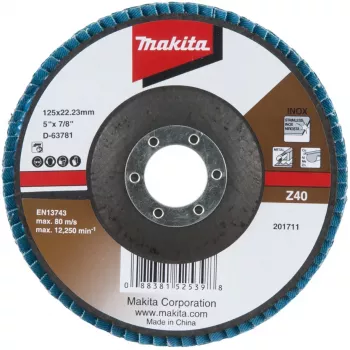 Makita - Disco de lijar - para metal, acero inoxidable, metal no férreo - 125 mm - Grano: Z40 (D-63781)