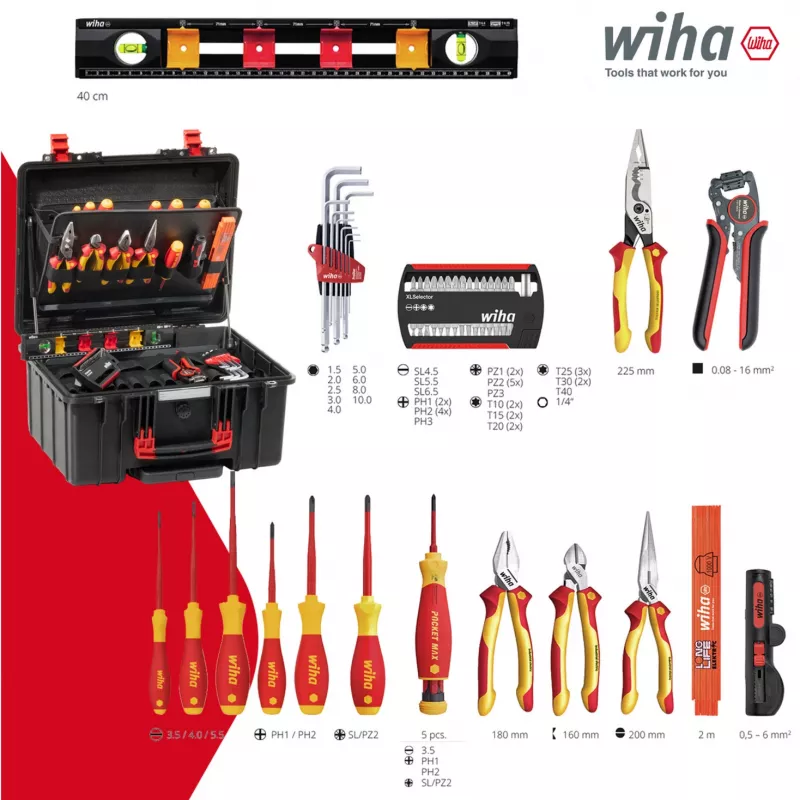 Wiha 45795 juego de herramientas XL 2 Trolley electric, 60 piezas, con maletín trolley