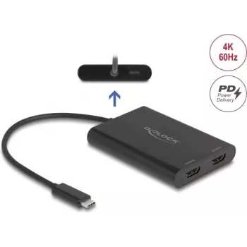 Adaptador USB Type-C a 2× HDMI 4K 60 Hz Delock 64309 (DisplayLink)