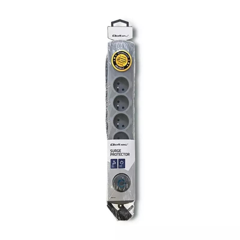 Protector de sobretensión Qoltec 50166 gris 6 tomas AC 230V 3m