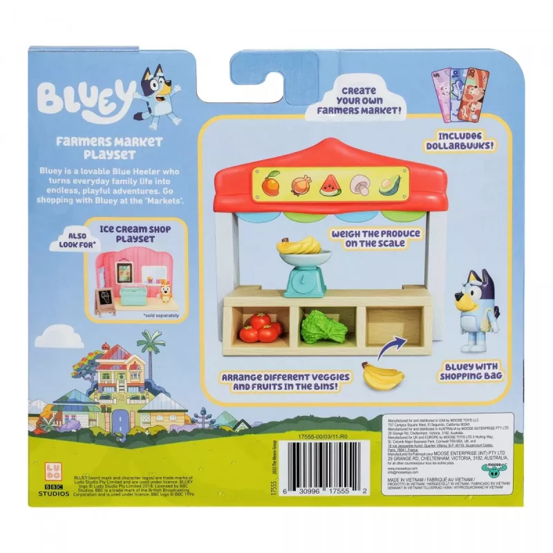 Set de figuras de juguete TMTOYS Mini Bluey tienda de alimentos BLU17555 - set de minifiguras para jugar