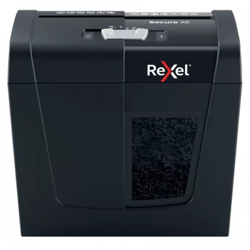 Rexel Secure X6 2020122EU destructora de papel de corte cruzado, P-4, 4x40 mm, 6 hojas, depósito de 10 l, 70 dB, negra