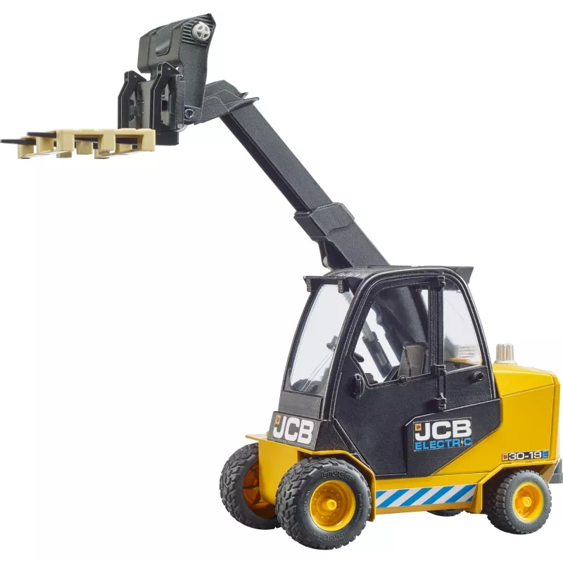 Carretilla elevadora BRUDER JCB Teletruk de juguete — ABS, edad recomendada 3+, negra y amarilla