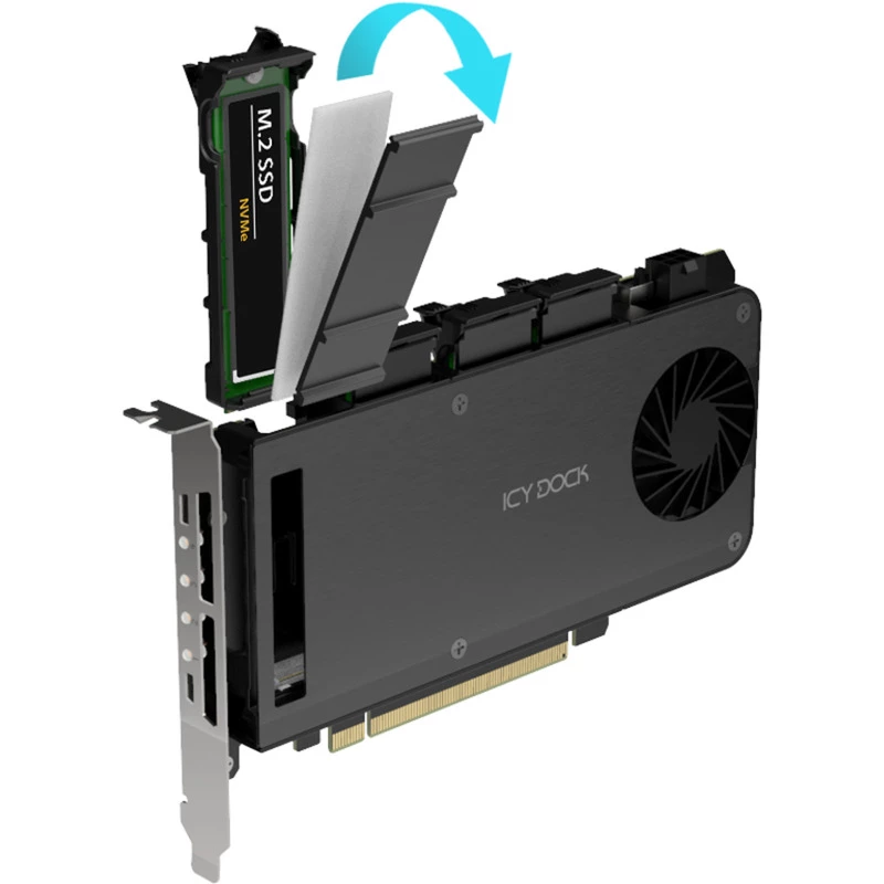 Tarjeta adaptadora 4 x M.2 NVMe SSD Mobile Rack, Icy Dock MB204MP-B