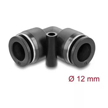 DeLOCK 60748 conector neumático 12 mm acodado 90° con orificio de montaje