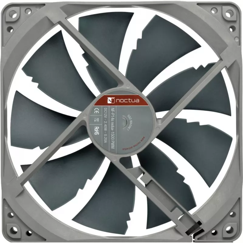 Ventilador Noctua NF-P14S REDUX-1500 PWM 140 mm gris, 12V PWM, 450–1500 RPM, 133,7 m³/h, 25,8 dB