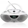 Grabador de CD BLAUPUNKT BB14WH — grabador de CD con reproducción MP3, USB, LCD, reloj, altavoces de 2x1 W, plateado/blanco