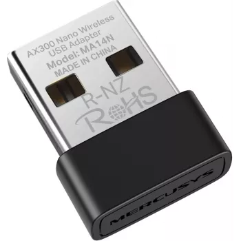 Adaptador USB WLAN MERCUSYS MA14N — USB Type-A, 2,4 GHz banda única, hasta 287 Mbit/s, negro