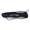 Navaja AZYMUT HK20018 — multiusos de tamaño completo, 9 funciones, acero inoxidable 420J2/3CR13, cerrada 11 cm, 146 g, funda de cuero, llavero