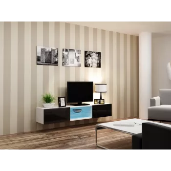 Soporte de TV Cama VIGO GLASS 30/180/40 blanco/negro brillante