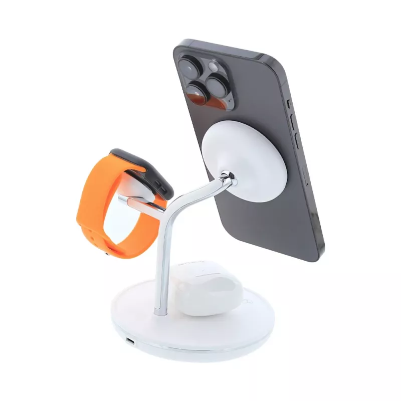 Cargador de sobremesa inalámbrico Tellur TLL151391 3en1 MagSafe carga rápida para smartphone, reloj y auriculares