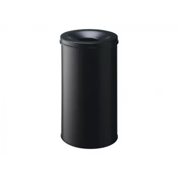 Papelera Durable - redonda - 60 L - acero - negro