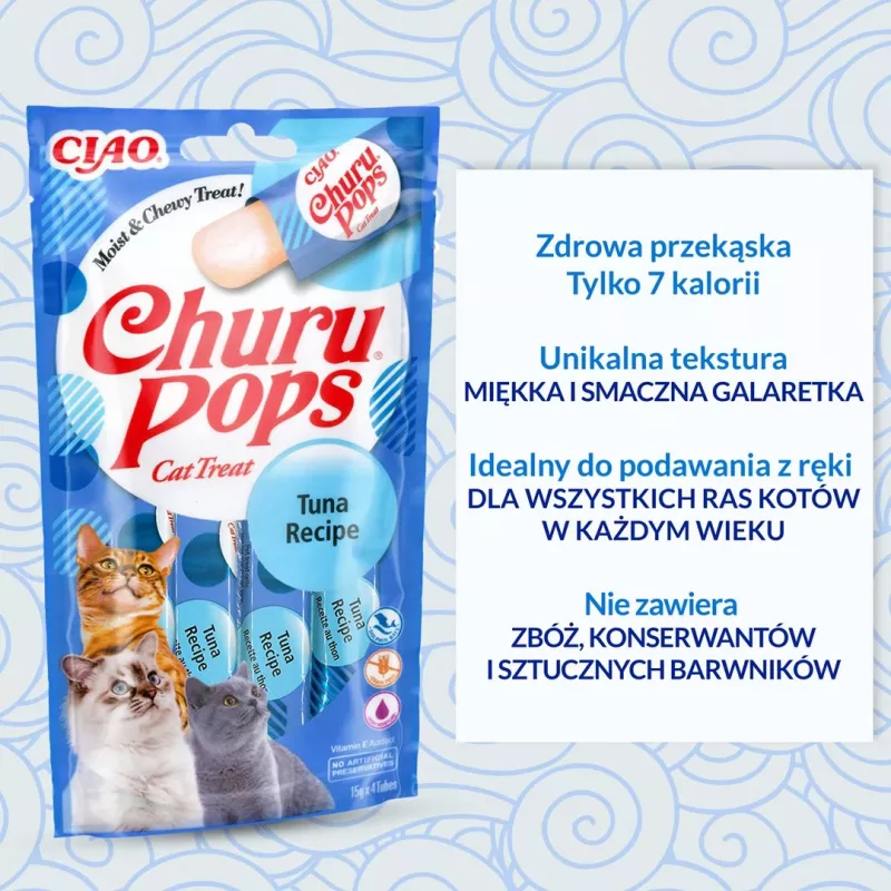 INABA Churu Pops Atún - Snack para gatos - 4x15 g