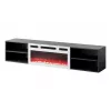 Mueble TV POLO 180x33x39 negro + chimenea blanca