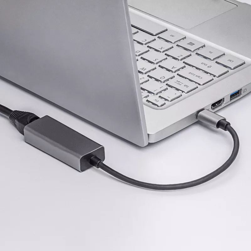 Adaptador USB-C a Gigabit Ethernet Akyga AK-AD-65, RJ45, 15 cm, plateado