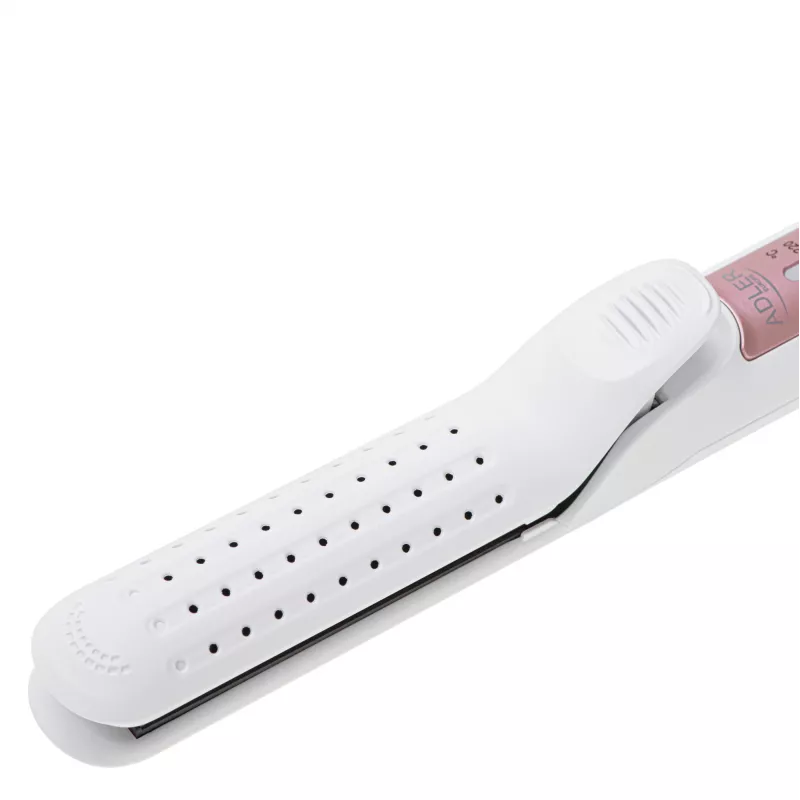 Plancha de pelo Adler AD 2326 con calentamiento cerámico, ajustable 140–220 °C, 120 W, blanca