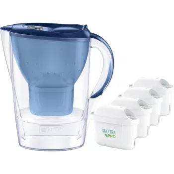 Jarra filtrante de agua BRITA Marella XL, filtro de mesa con cartuchos MAXTRA, depósito de 3,5 l, capacidad de filtrado de 2 l, azul