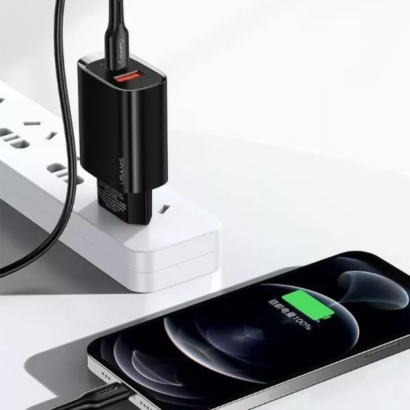 Cargador usams T35 20W PD3 USB-C a USB adaptador de carga rápida