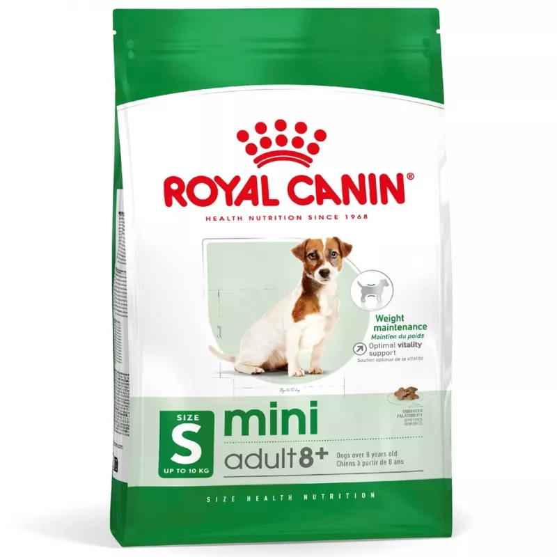 Pienso para perros Royal Canin Mini Adult 8+ Senior ave y arroz con verduras, 8 kg, para razas pequeñas (5-10 kg)